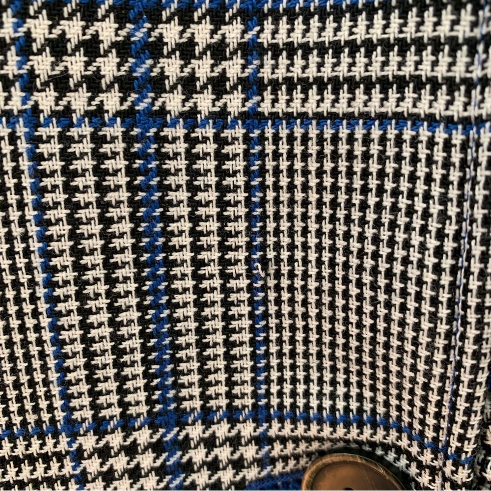 MSGM Glen Plaid Blue Ruffle Wool Blend Double Breasted Coat IT 42 - Picture 14 of 14